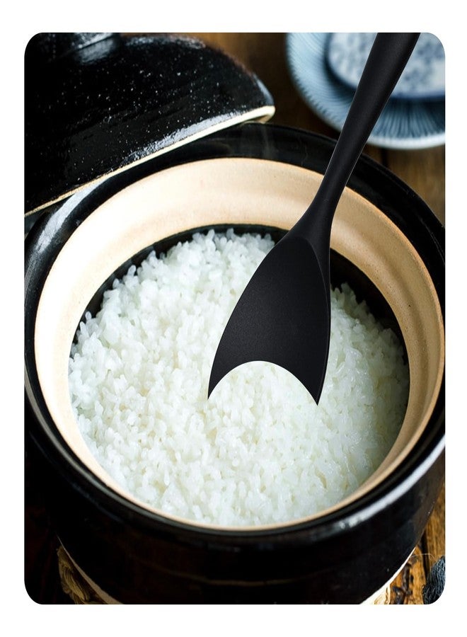 Septe 2 Pcs Silicone Rice Paddle Spoon,Rice Scooper,Rice Spatula,Rice Spoon Paddle,Rice Cooker Spoon (Black) - Image 3
